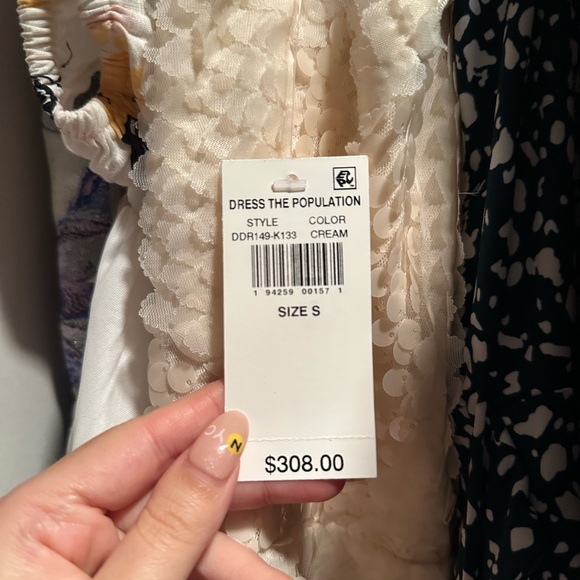 Dress the Population cream/white sequin Flora midi dress NWT - Picture 8 of 8